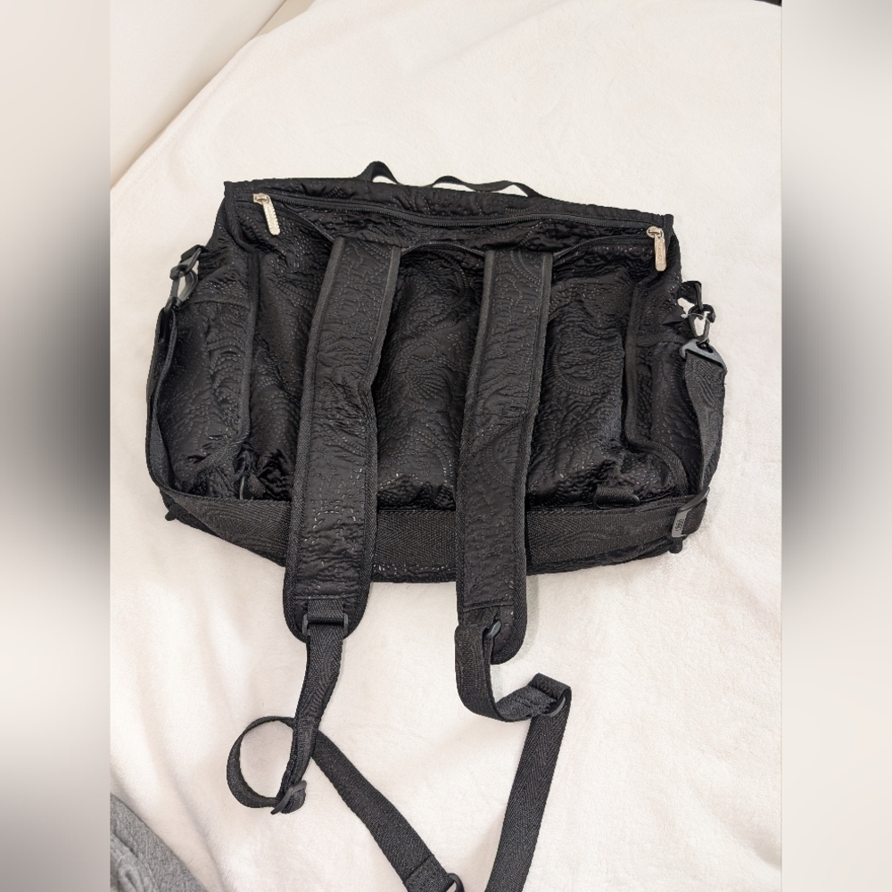 Lesportsac Textured Black Convertible Laptop Backpack Bag - Picture 12 of 12